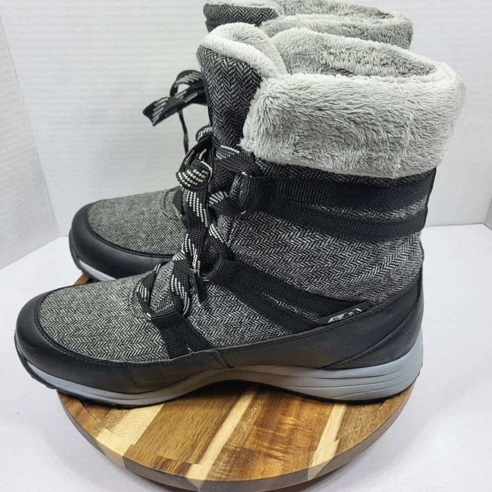 Salomon Heika CS WP Boots Women's 9.5 Gray Herringbone Waterproof Thinsulate Fur